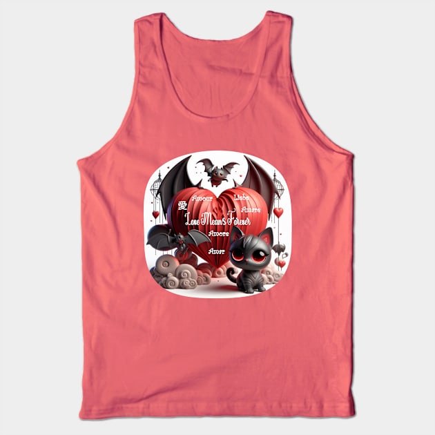 Cat & Bat - Love Means Forever Tank Top by PlayfulPandaDesigns